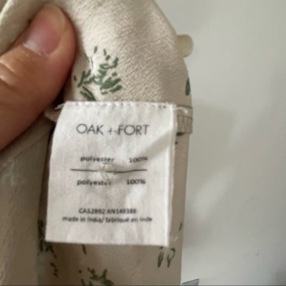 Oak + Fort shirt sleeve floral puff shoulder midi dress in beige - Picture 9 of 10